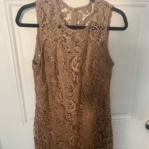 Gold Calvin Klein cocktail dress